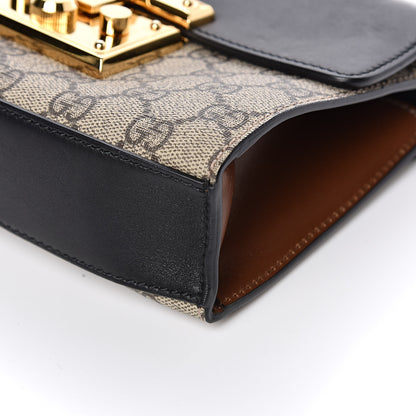 Gucci GG Supreme Monogram Calfskin Small Padlock Shoulder Bag Beige Black Cuir 11 of 14