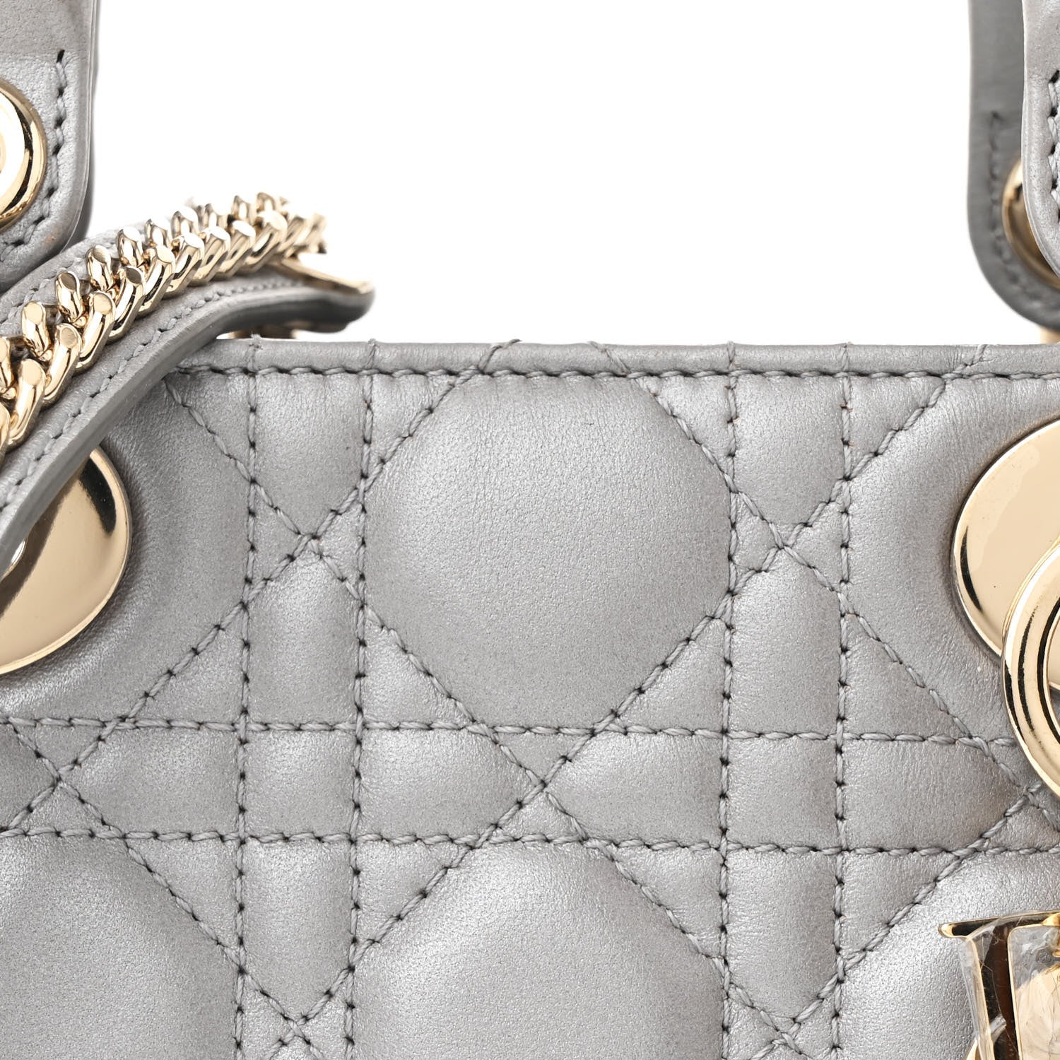 Christian Dior Metallic Lambskin Cannage Mini Lady Dior Grey 8 of 10