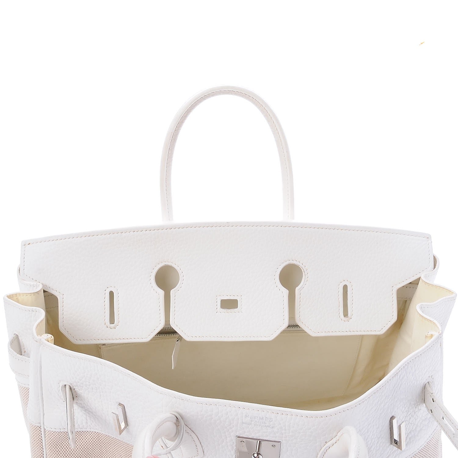 Hermes Toile Taurillon Clemence Birkin 35 White 28 of 41
