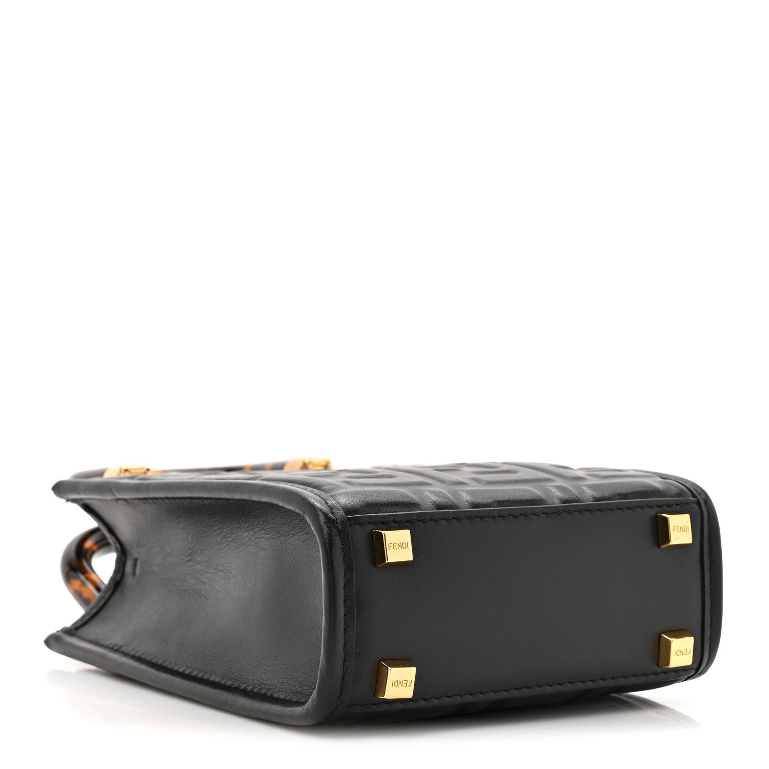 Fendi Vitello Plexiglass FF Embossed Mini Fendi Sunshine Shopper Tote Black 4 of 10