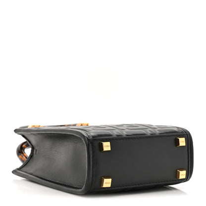 Fendi Vitello Plexiglass FF Embossed Mini Fendi Sunshine Shopper Tote Black 4 of 10