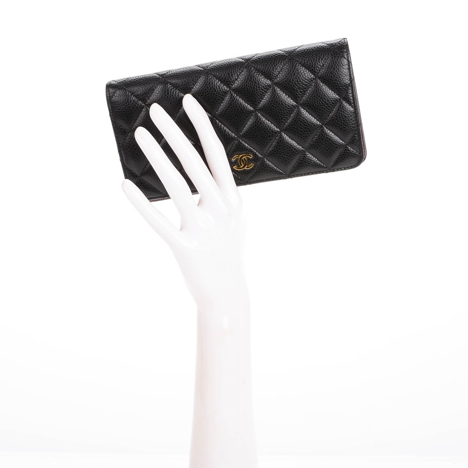 Chanel Caviar Quilted Yen Wallet Black 2 of 8