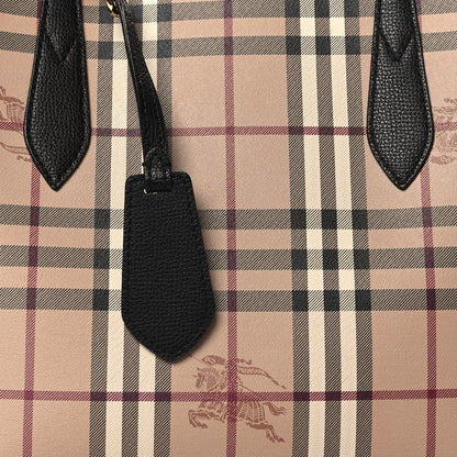 Burberry Grainy Calfskin Haymarket Check Small Reversible Tote Black 6 of 15