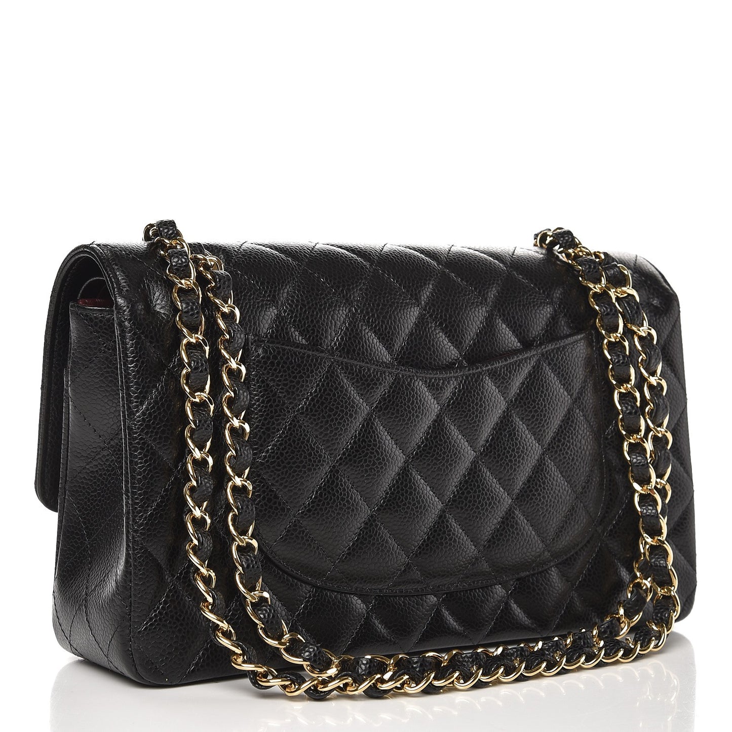 Caviar Quilted Medium Double Flap Black