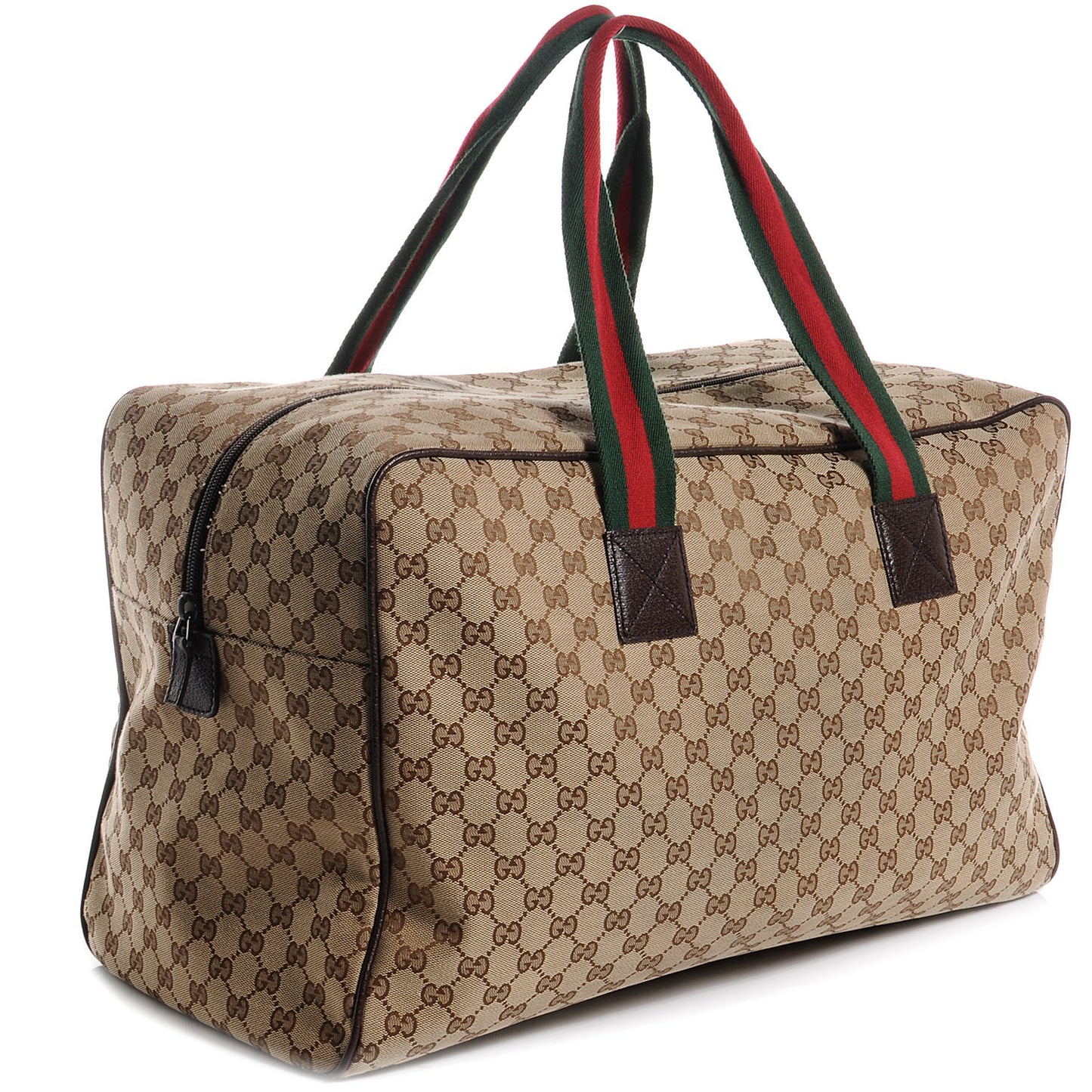 GG Monogram Web Large Collapsible Carry On Duffle Beige Brown