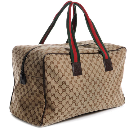 Gucci GG Monogram Web Large Collapsible Carry On Duffle Beige Brown 3 of 7