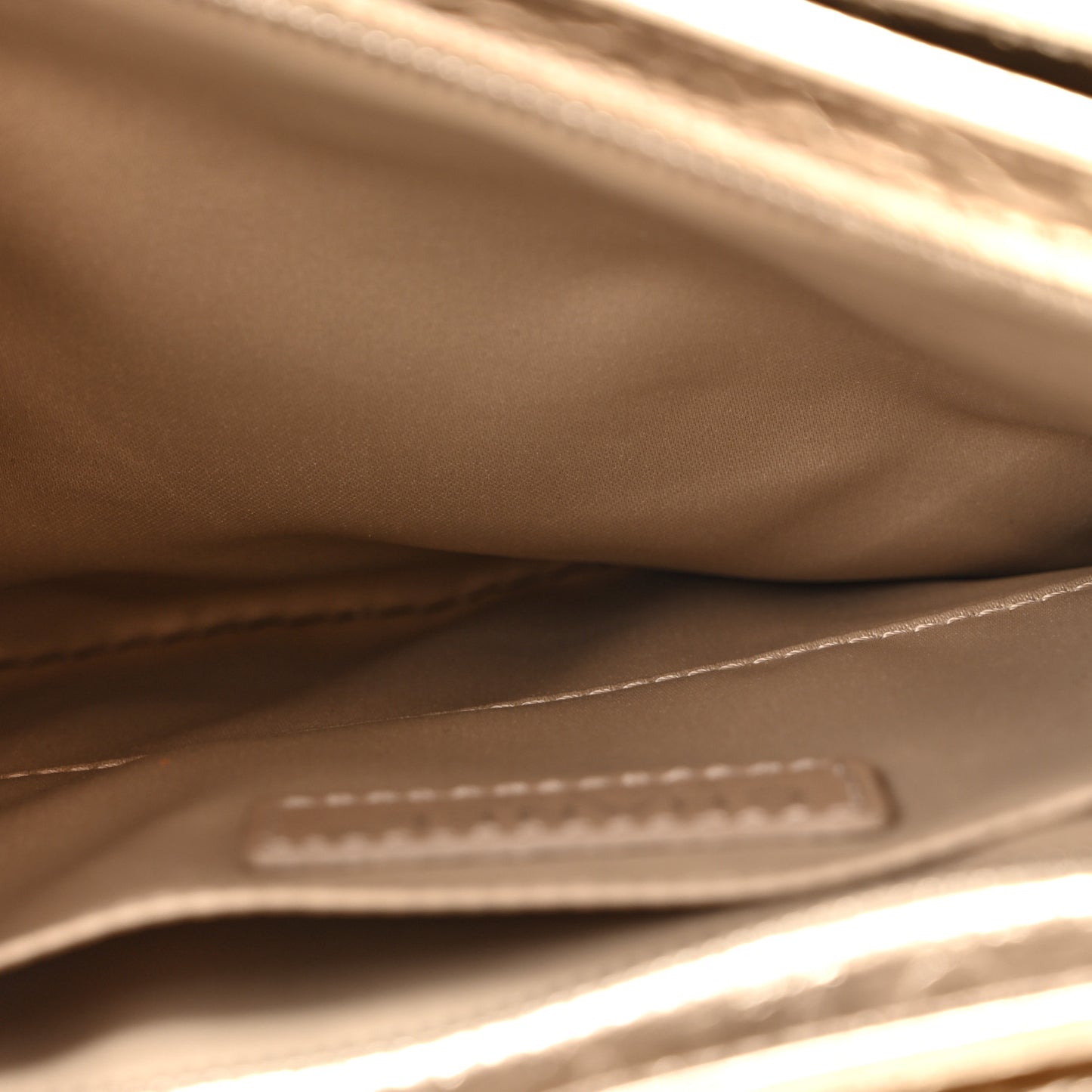 Metallic Crackled Calfskin Medium Clam's Pocket Flap Gold