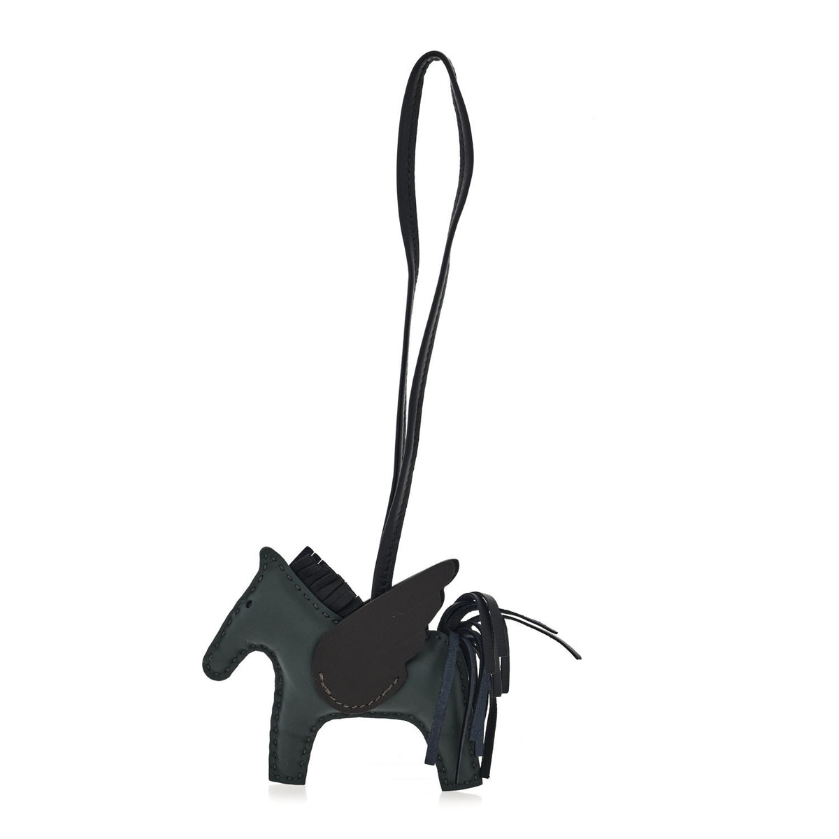 Milo Lambskin Grigri Rodeo Pegase Horse Bag Charm PM Vert Mangrove Black Bai-Brun
