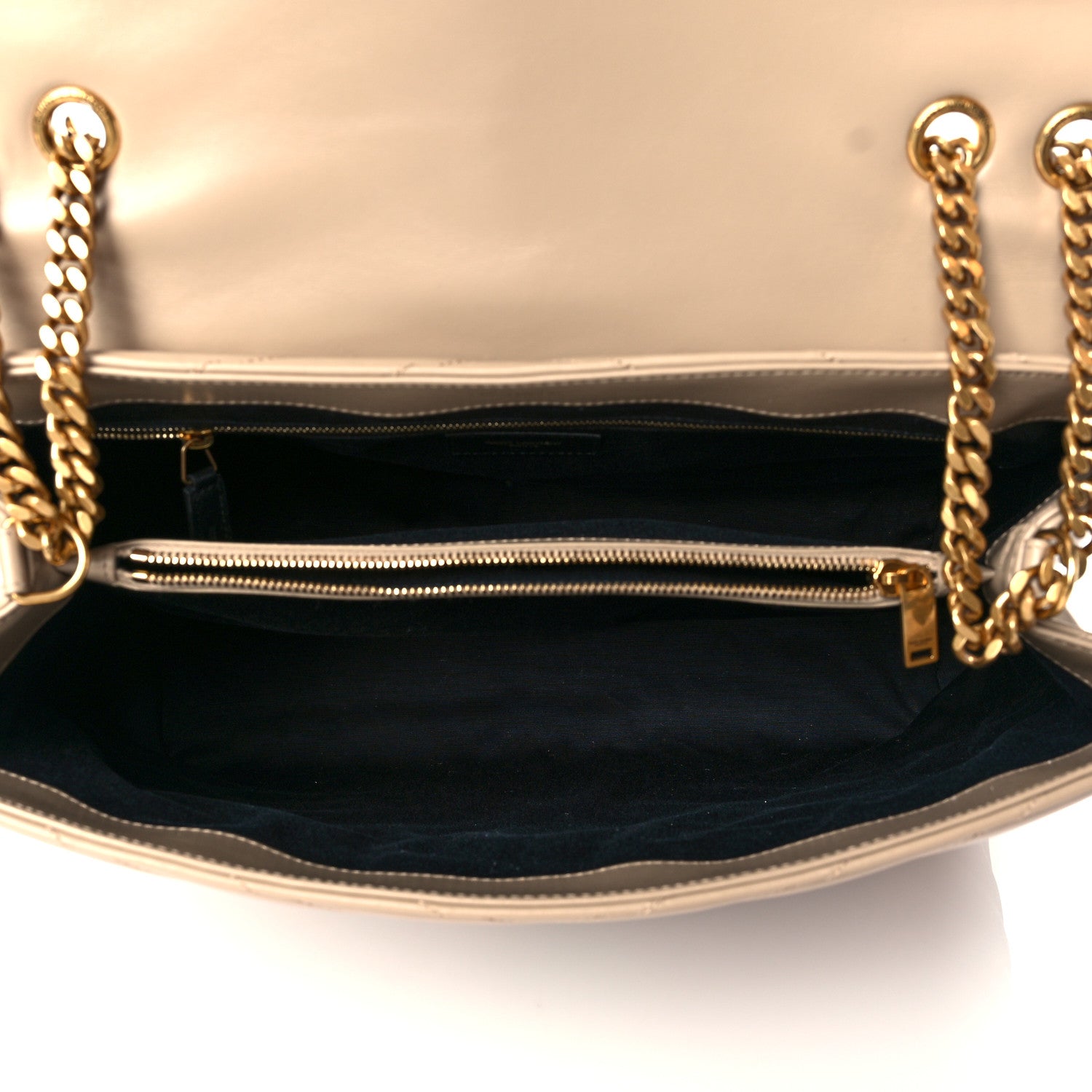 Saint Laurent Calfskin Matelasse Large Loulou Monogram Chain Satchel Dark Beige 4 of 9