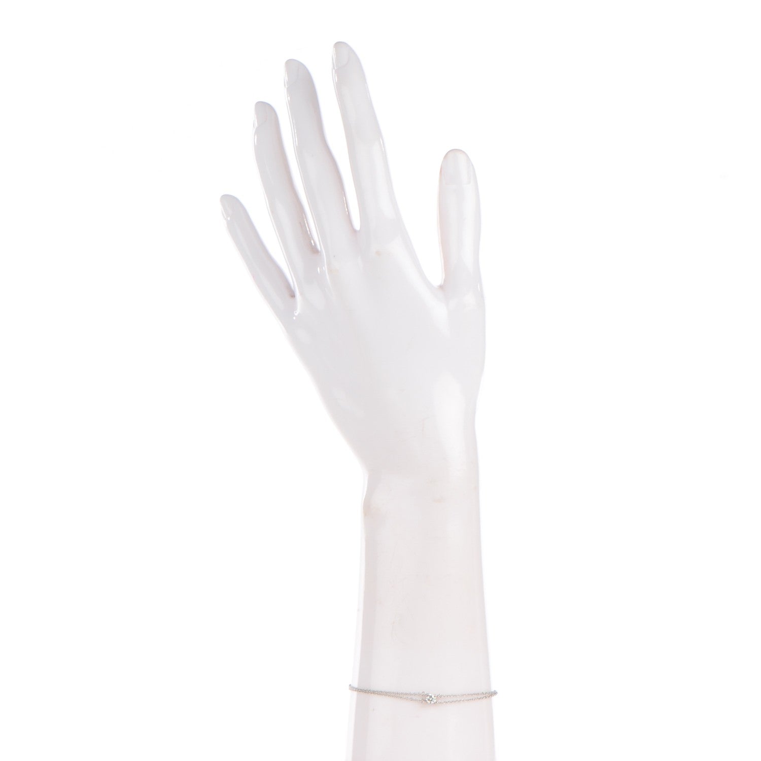 Tiffany Platinum Diamond .20ct Double Chain Solitaire Bracelet 2 of 5