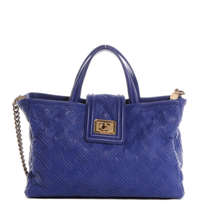 Chanel Leather Large Retro Girl Shopping Tote Blue 1 of 8