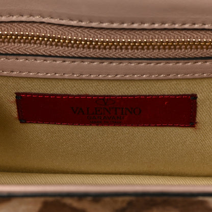 Valentino Garavani Calf Hair Leopard Print Small Glam Lock Rockstud Flap Blush 6 of 8