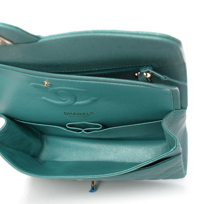 Chanel Iridescent Caviar Quilted Medium Double Flap Green 5 of 11