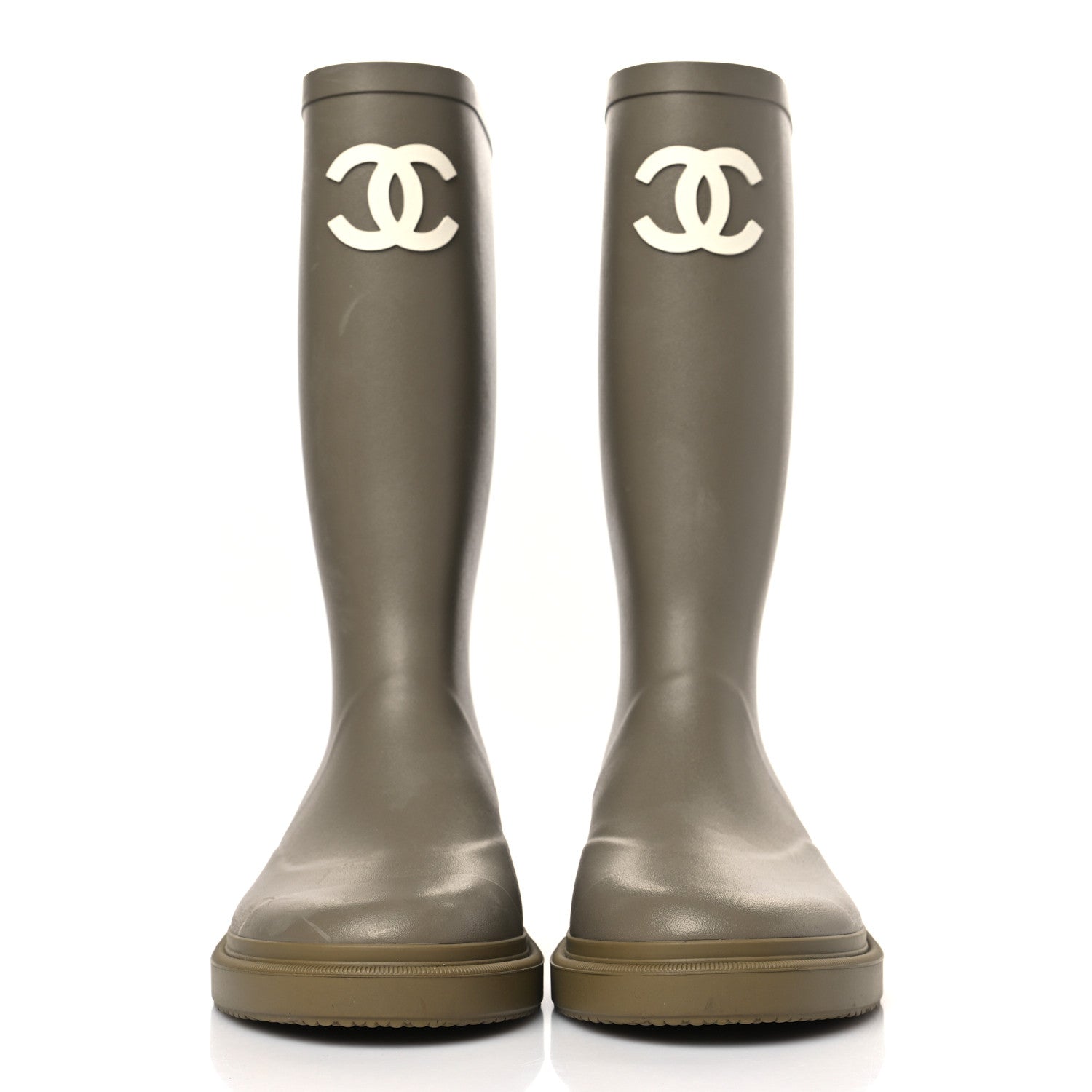 Chanel Caoutchouk CC High Boots 37 Dark Beige 2 of 8