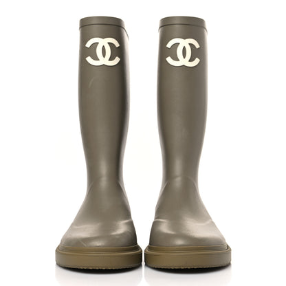 Chanel Caoutchouk CC High Boots 37 Dark Beige 2 of 8