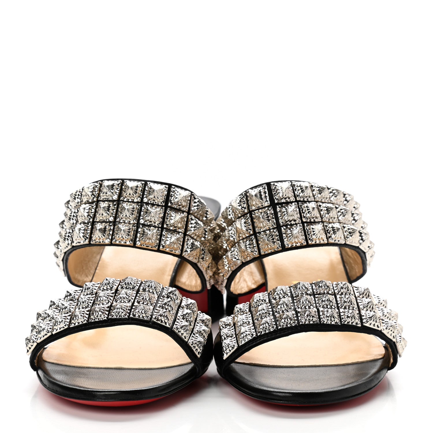 Christian Louboutin Calfskin Studded Tina Goes Mad 55 Slide Sandals 40 Black 2 of 7