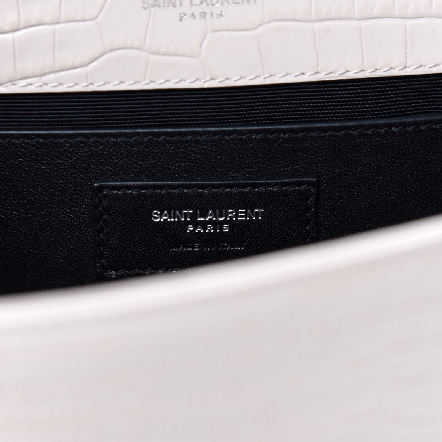 Saint Laurent Calfskin Crocodile Embossed Medium Classic Monogram Kate Tassel Satchel Powder Pink 8 of 10