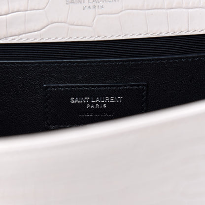 Saint Laurent Calfskin Crocodile Embossed Medium Classic Monogram Kate Tassel Satchel Powder Pink 8 of 10