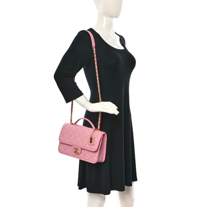 Chanel Caviar Quilted School Memory Small Top Handle Flap Pink 2 of 9