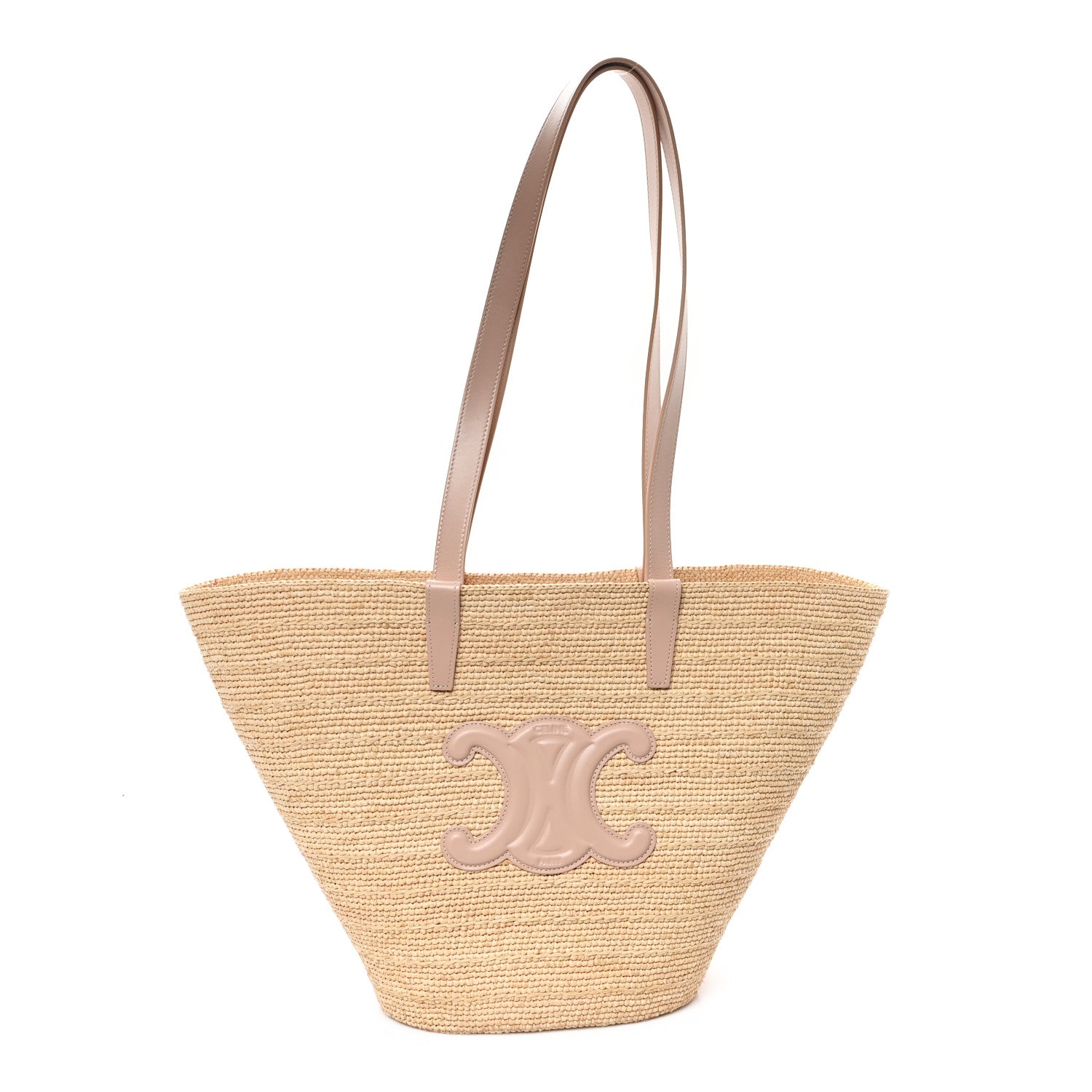 Celine Raffia Calfskin Triomphe Medium Panier Vintage Pink 1 of 11