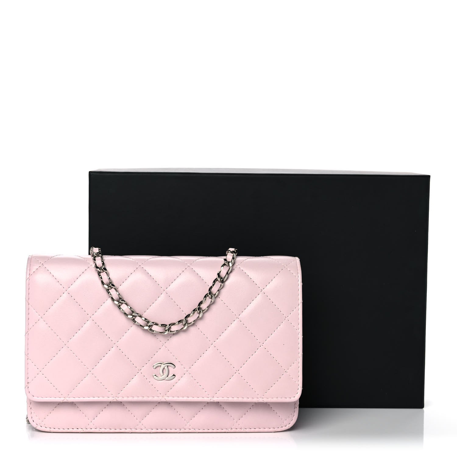 Chanel Lambskin Quilted Wallet On Chain WOC Light Pink 9 of 9