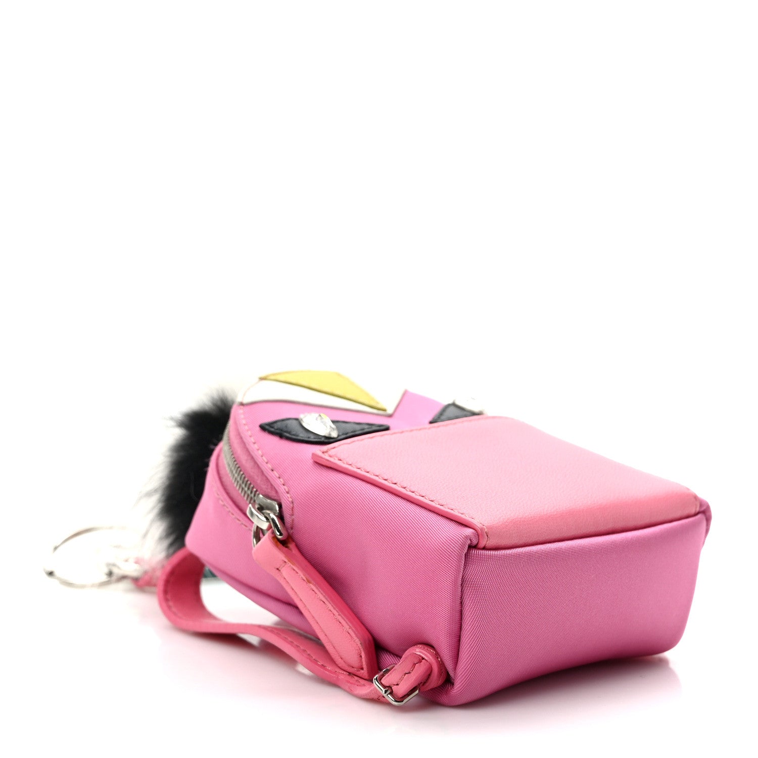 Fendi Nylon Shiny Nappa Nutria Fox Fur Monster Eyes Mini Backpack Charm Lollypop Rosa Fluo Multicolor 4 of 8