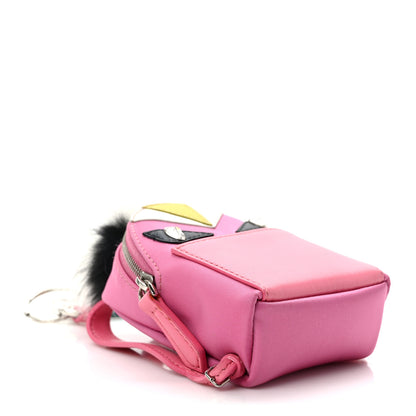 Fendi Nylon Shiny Nappa Nutria Fox Fur Monster Eyes Mini Backpack Charm Lollypop Rosa Fluo Multicolor 4 of 8