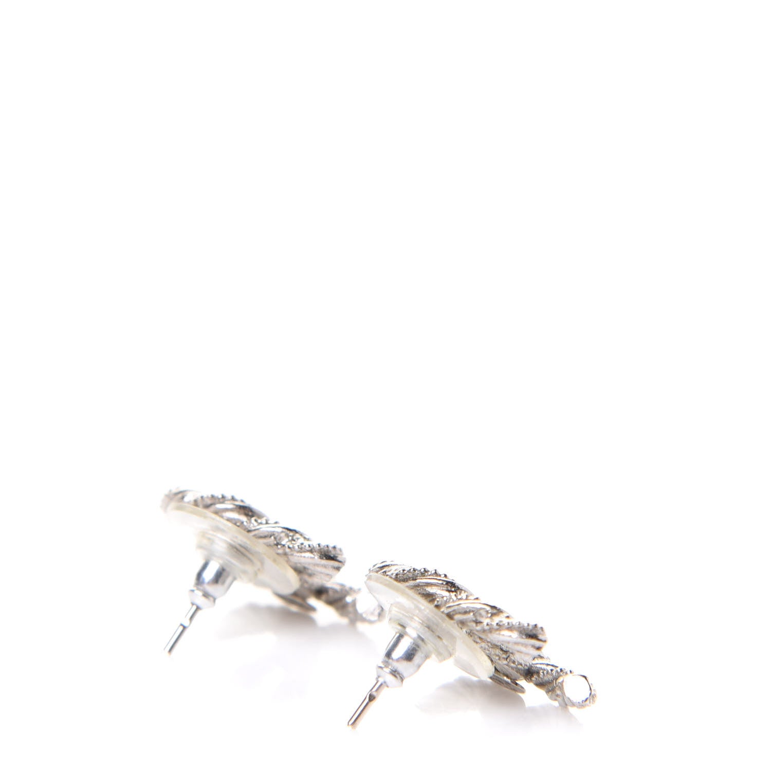 Chanel Crystal CC Twisted Earrings Silver 3 of 5