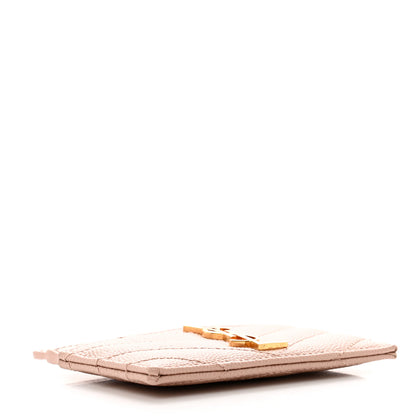 Saint Laurent Grain De Poudre Matelasse Chevron Monogram Credit Card Case Pale Pink 4 of 8