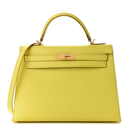 Hermes Epsom Kelly Sellier 32 Lime 1 of 9