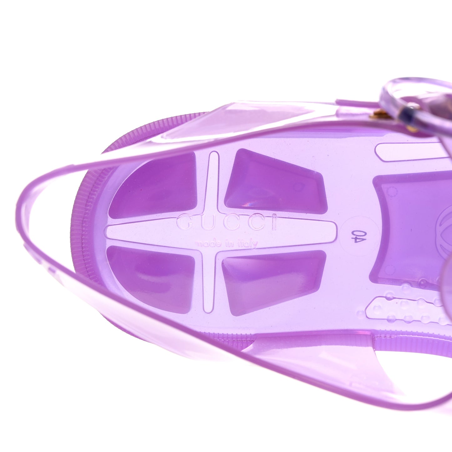 Shiny Rubber Double G Buckle Strap Sandals 40 Lapis Transparent