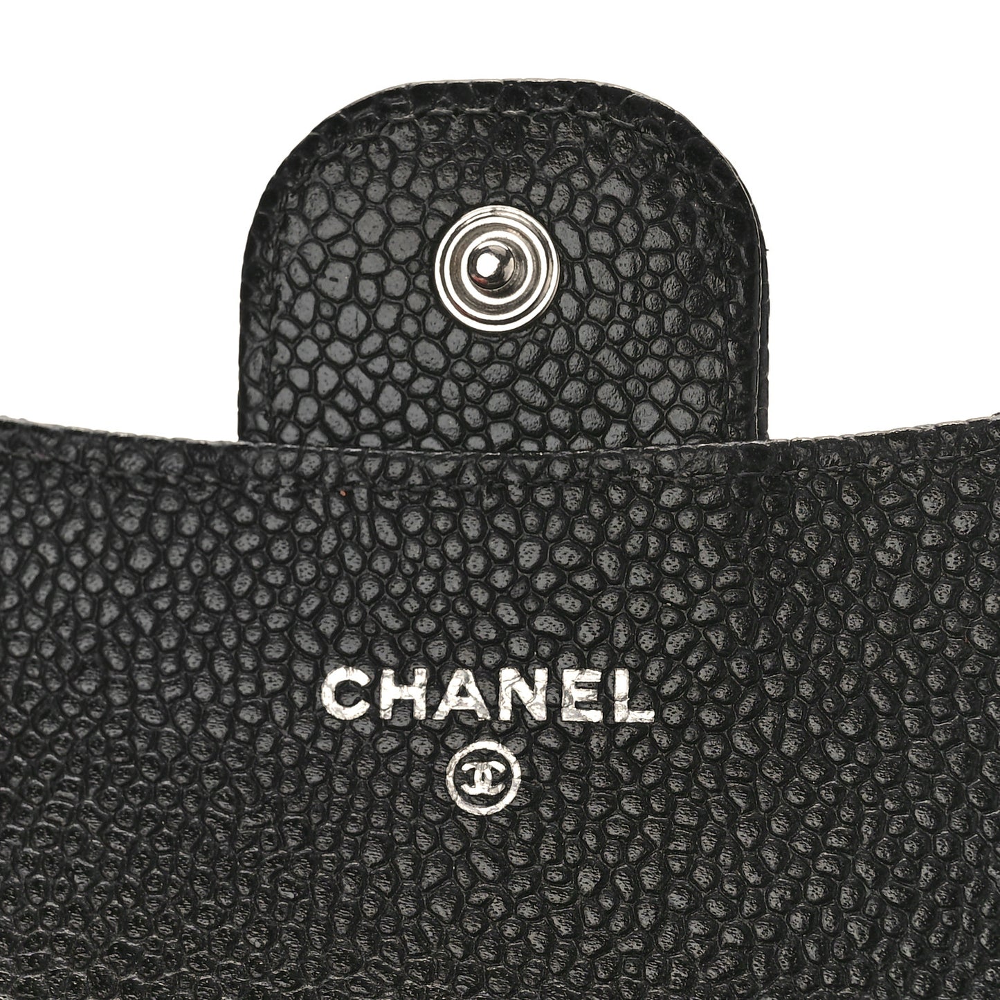 Caviar Quilted Flap Card Holder Wallet Black