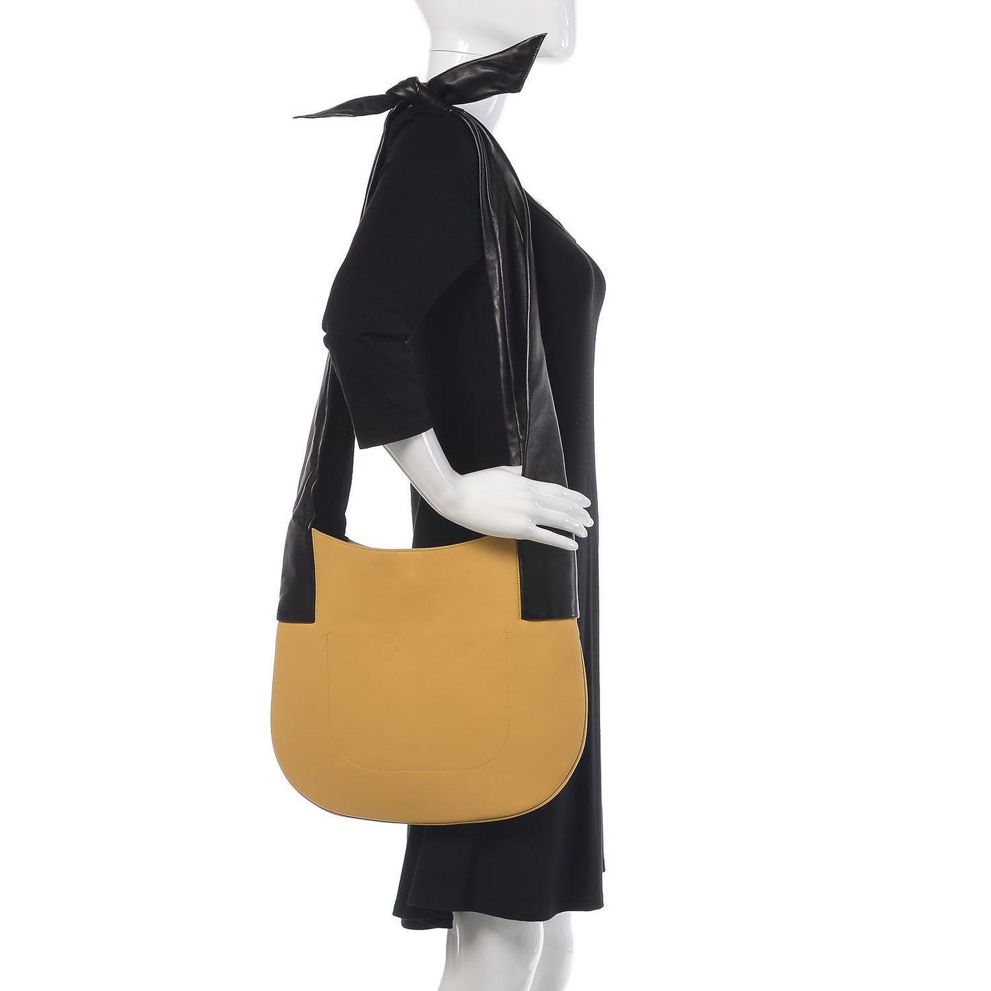 Calfskin Large Ribbon Shoulder Bag Yellow