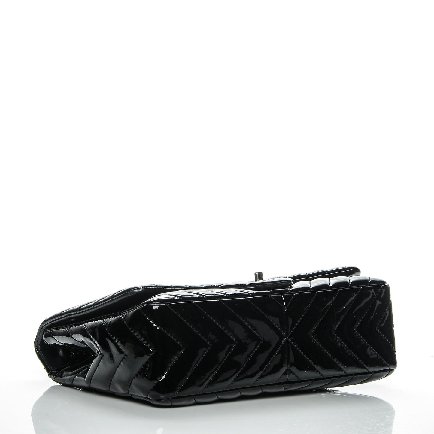 Patent Chevron Jumbo Single Flap Black