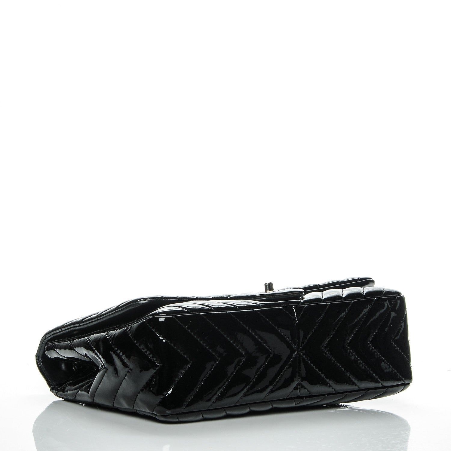 Chanel Patent Chevron Jumbo Single Flap Black 4 of 8