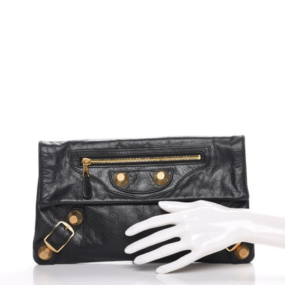 Balenciaga Agneau Giant 21 Gold Hardware Envelope Clutch Black 2 of 7
