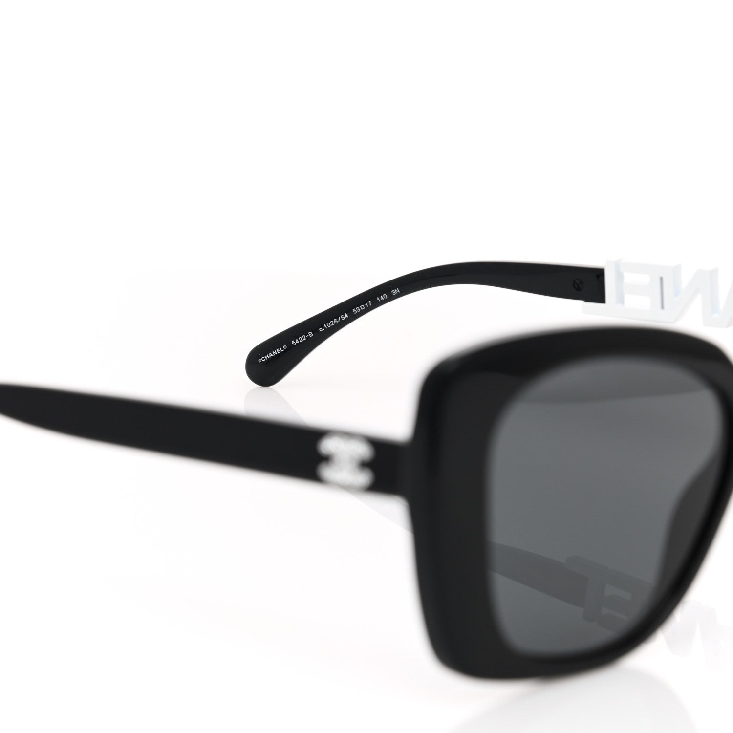 Chanel Acetate Strass Square Sunglasses 5422-B Black White 5 of 7
