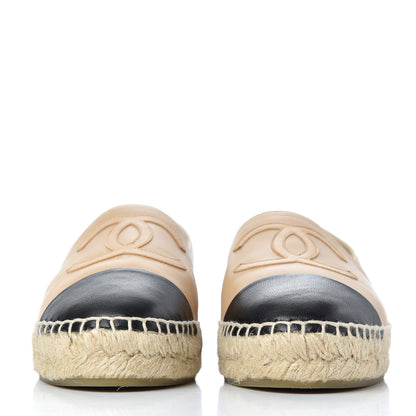 Chanel Lambskin CC Espadrilles 37 Beige Black 2 of 17