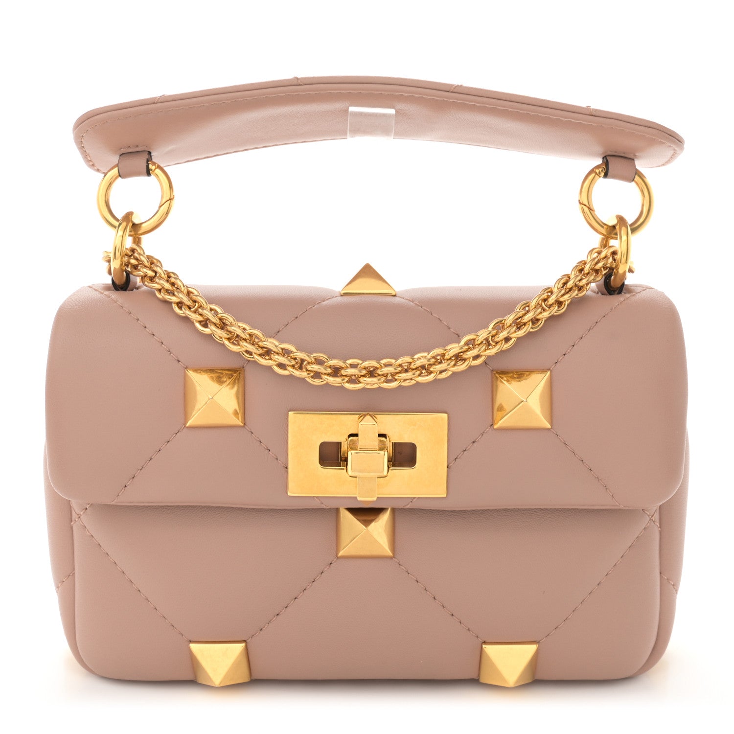 Valentino Garavani Nappa Small Roman Stud Shoulder Bag Rose Cannelle 1 of 9