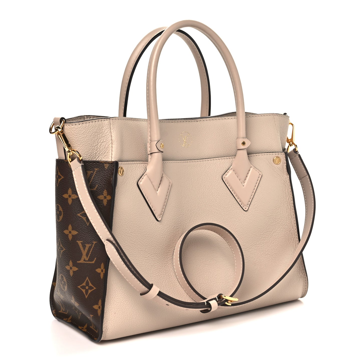 Calfskin Monogram On My Side MM Greige