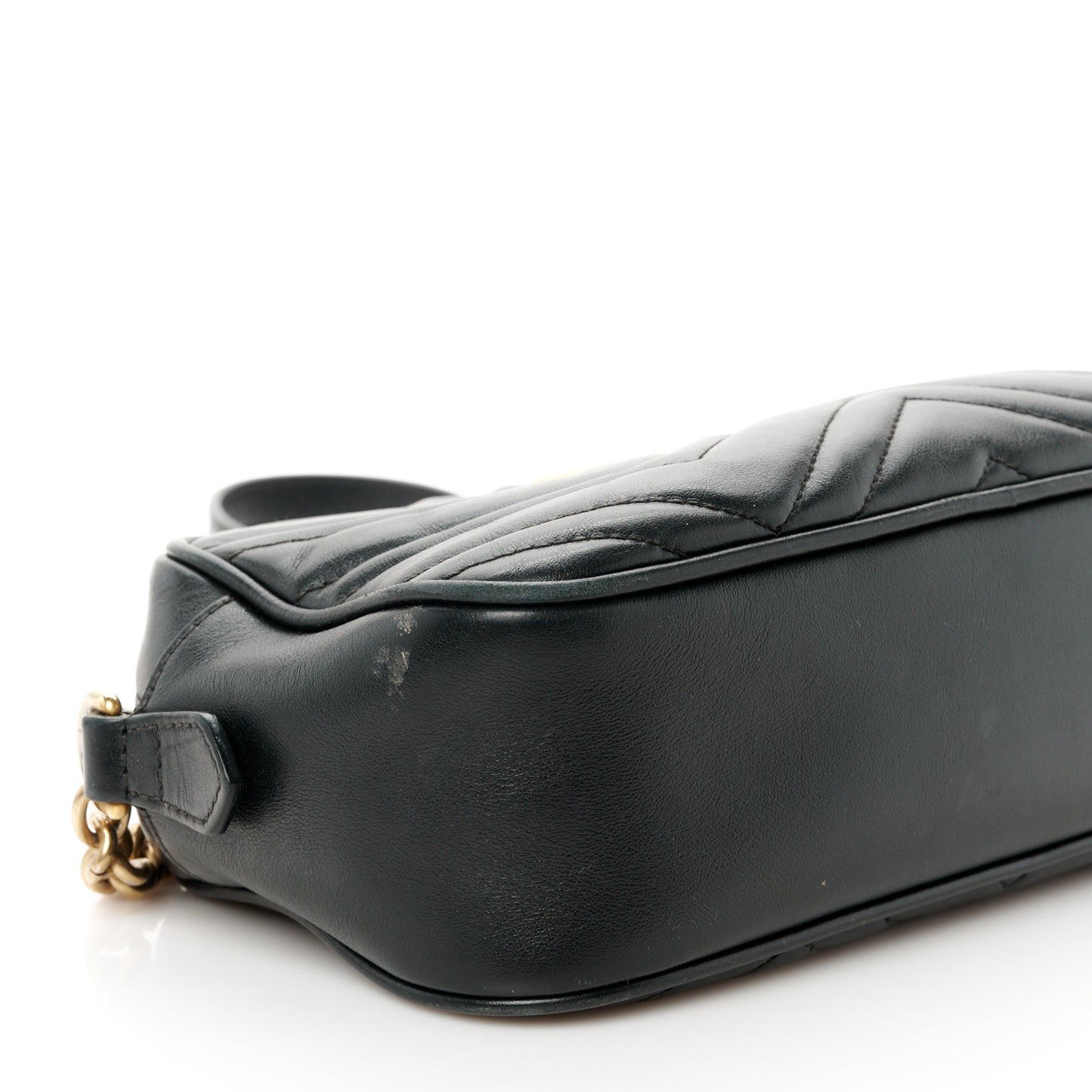 Calfskin Matelasse Small GG Marmont Chain Shoulder Bag Black
