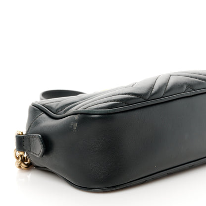 Gucci Calfskin Matelasse Small GG Marmont Chain Shoulder Bag Black 10 of 15
