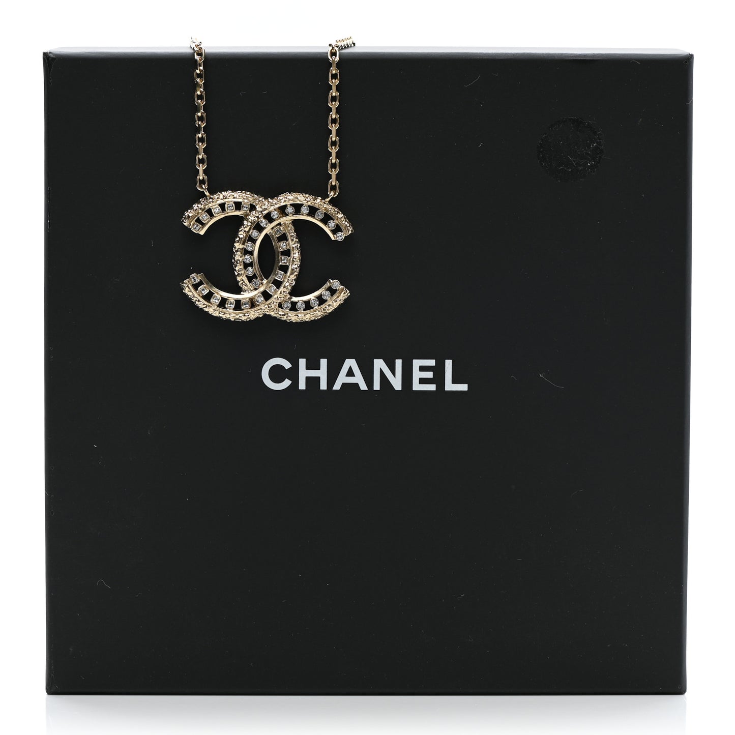 Crystal Textured CC Necklace Gold