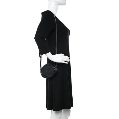 Celine Smooth Calfskin Cuir Triomphe Oval Bag Black 2 of 11