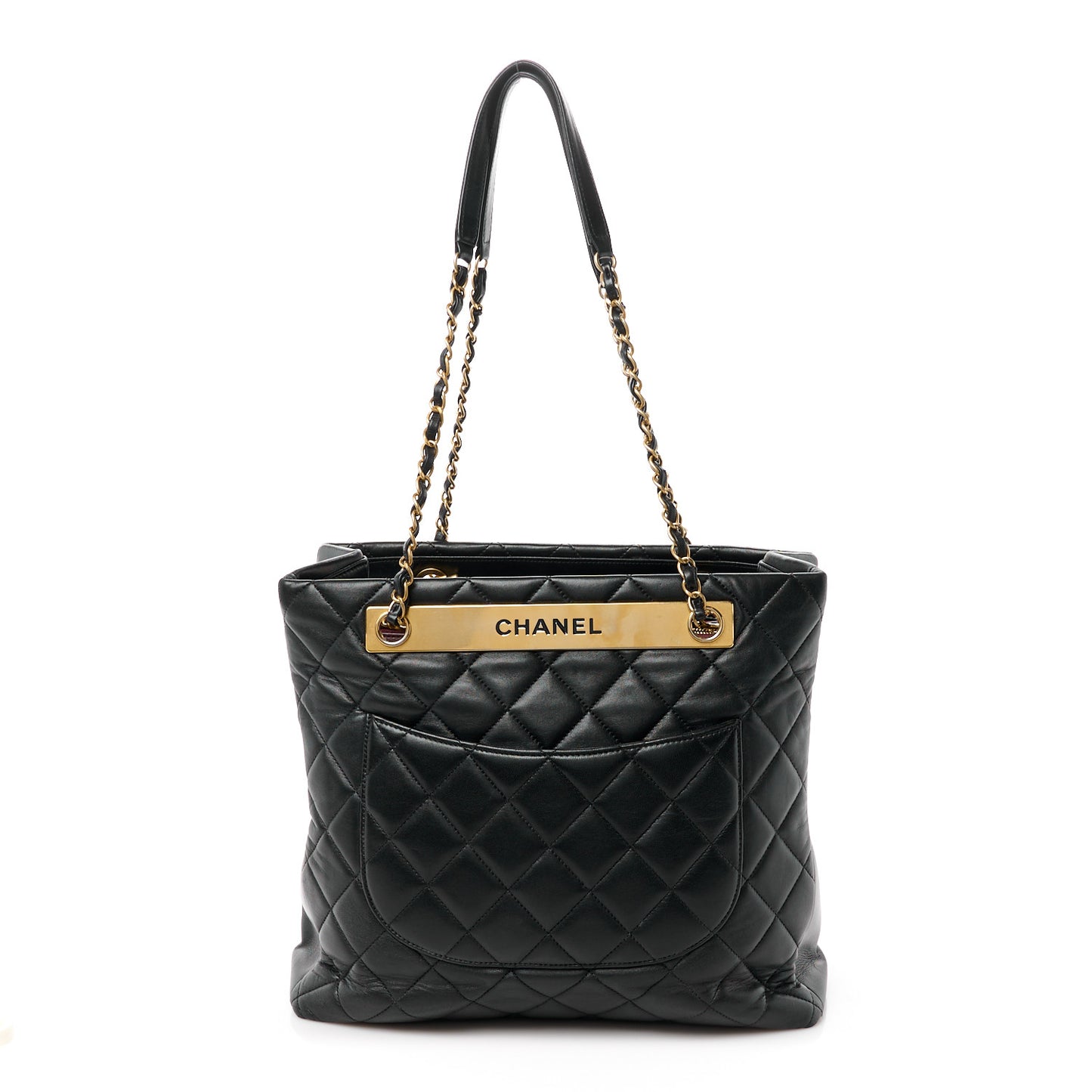 Lambskin Quilted Trendy CC Tote Black