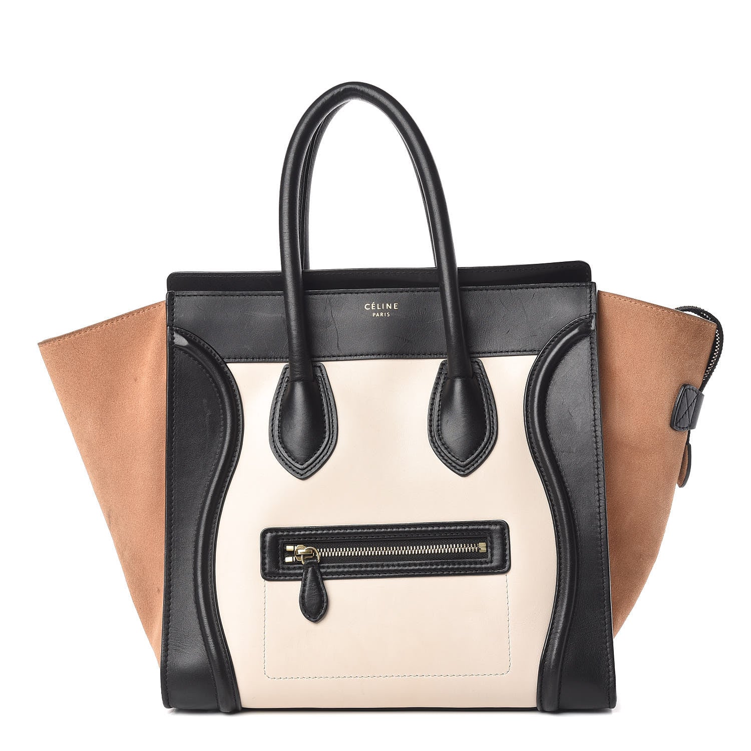 Celine Satin Calfskin Suede Mini Tri-Color Luggage Seashell 1 of 15