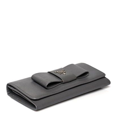 Prada Saffiano Fiocco Bow Continental Wallet Grey 4 of 10
