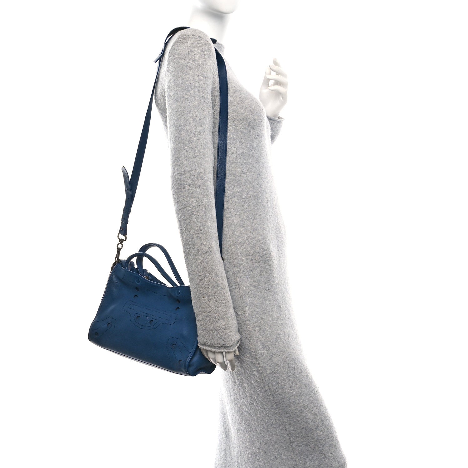 Balenciaga Veau Soyeux Perforated Blackout Hardware S City Bleu Marine 2 of 11