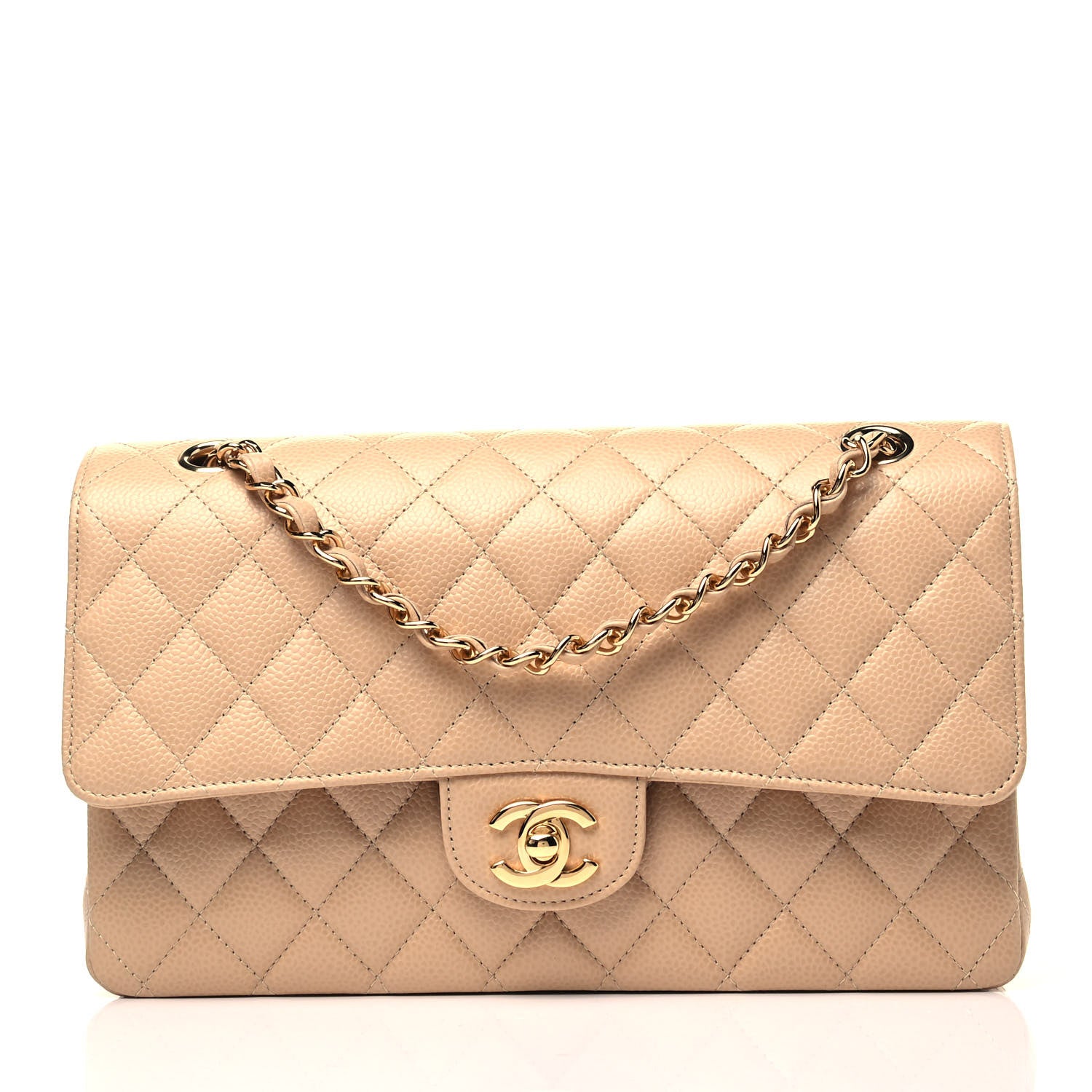Chanel Caviar Quilted Medium Double Flap Beige 1 of 9