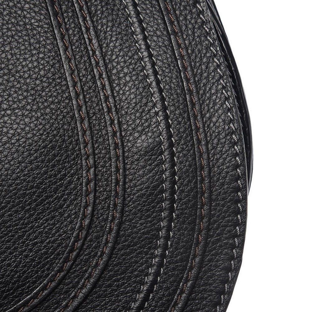 Calfskin Medium Marcie Round Crossbody Bag Black